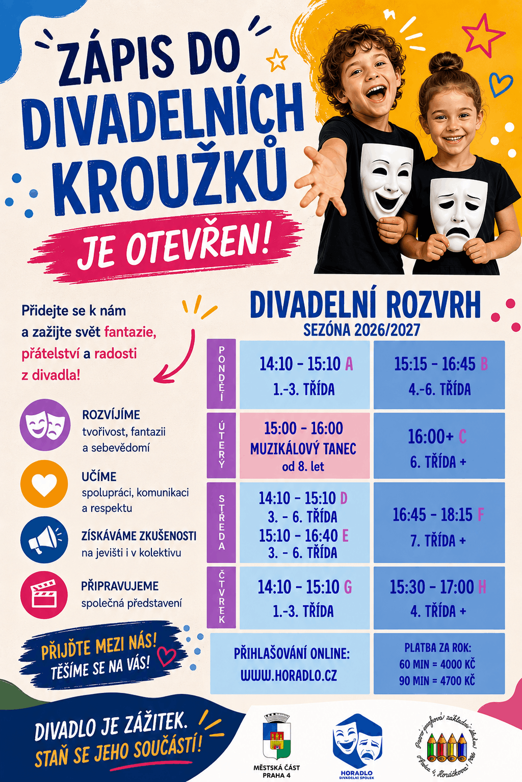 Rozvrh divadelních kroužků
